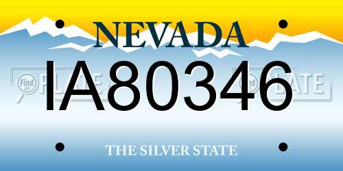 IA80346 Nevada License Plate