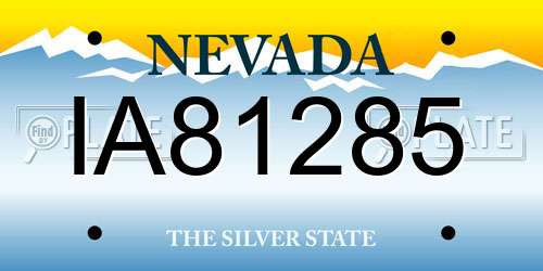 IA81285 Nevada License Plate