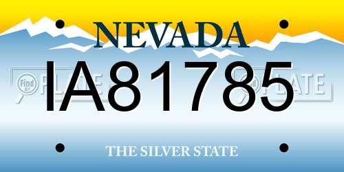 IA81785 Nevada License Plate