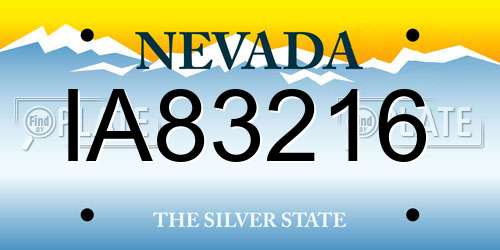 IA83216 Nevada License Plate