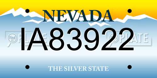 IA83922 Nevada License Plate