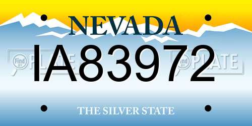 IA83972 Nevada License Plate
