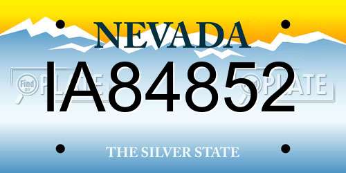 IA84852 Nevada License Plate