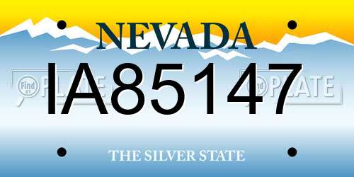 IA85147 Nevada License Plate