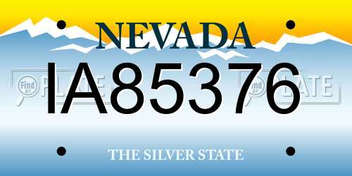 IA85376 Nevada License Plate