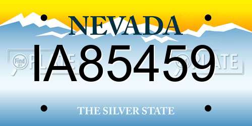 IA85459 Nevada License Plate