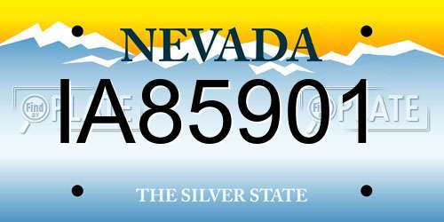 IA85901 Nevada License Plate