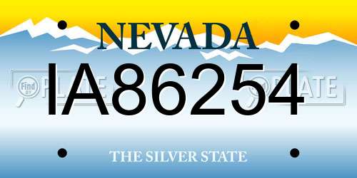 IA86254 Nevada License Plate