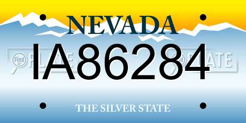 IA86284 Nevada License Plate