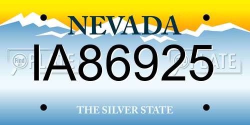 IA86925 Nevada License Plate