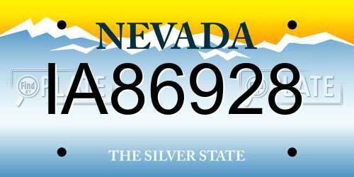 IA86928 Nevada License Plate