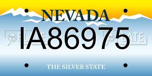IA86975 Nevada License Plate