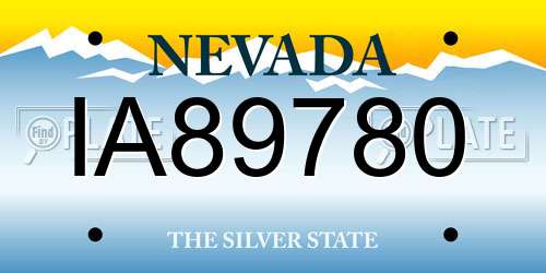 IA89780 Nevada License Plate