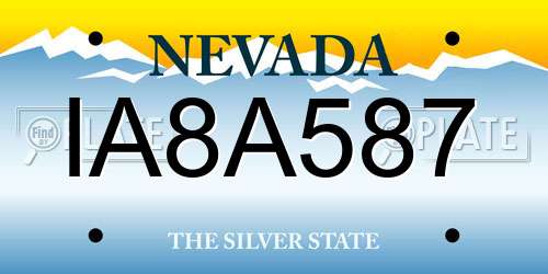 IA8A587 Nevada License Plate