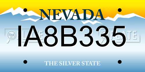 IA8B335 Nevada License Plate