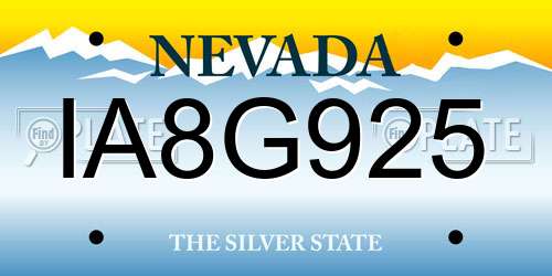 IA8G925 Nevada License Plate