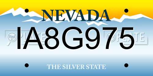 IA8G975 Nevada License Plate