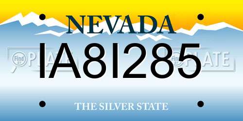 IA8I285 Nevada License Plate