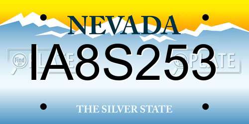 IA8S253 Nevada License Plate