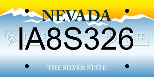 IA8S326 Nevada License Plate