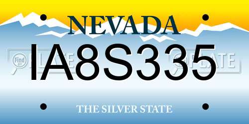 IA8S335 Nevada License Plate