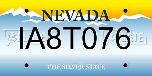 IA8T076 Nevada License Plate