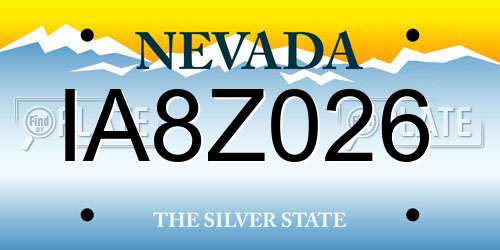 IA8Z026 Nevada License Plate