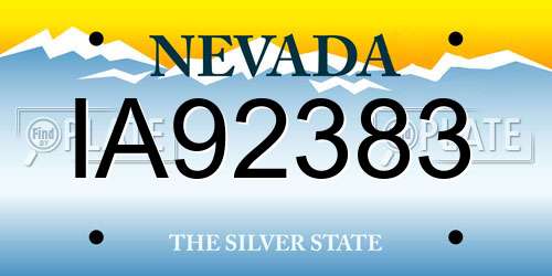 IA92383 Nevada License Plate