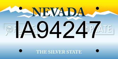 IA94247 Nevada License Plate