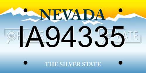 IA94335 Nevada License Plate