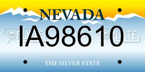 IA98610 Nevada License Plate