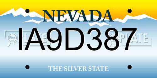 IA9D387 Nevada License Plate