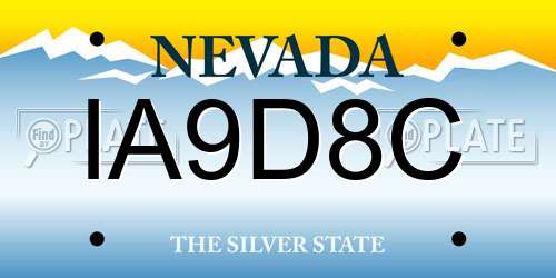 IA9D8C Nevada License Plate