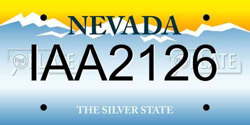IAA2126 Nevada License Plate