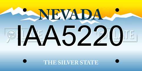 IAA5220 Nevada License Plate