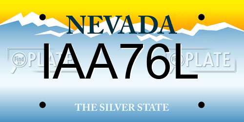 IAA76L Nevada License Plate