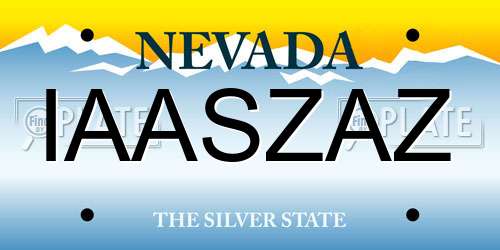 IAASZAZ Nevada License Plate