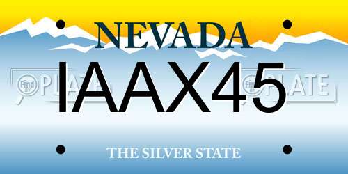 IAAX45 Nevada License Plate