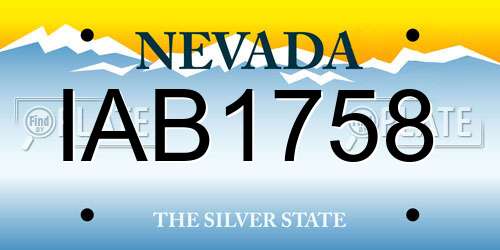 IAB1758 Nevada License Plate