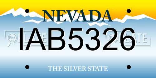 IAB5326 Nevada License Plate