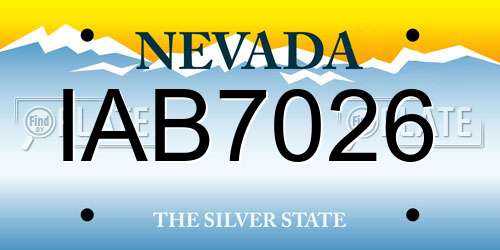 IAB7026 Nevada License Plate