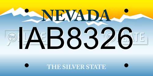 IAB8326 Nevada License Plate