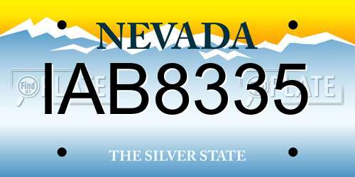 IAB8335 Nevada License Plate