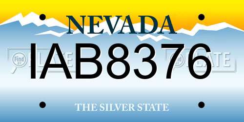 IAB8376 Nevada License Plate