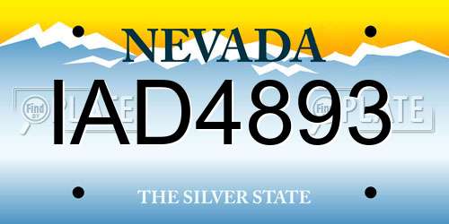 IAD4893 Nevada License Plate