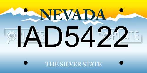 IAD5422 Nevada License Plate