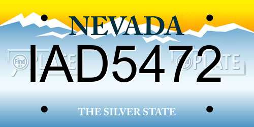 IAD5472 Nevada License Plate