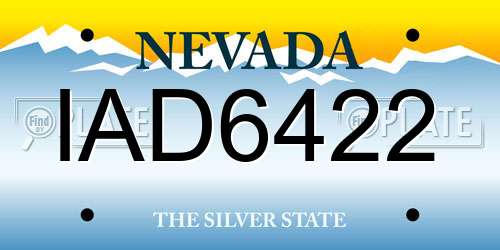 IAD6422 Nevada License Plate