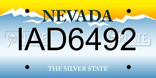 IAD6492 Nevada License Plate