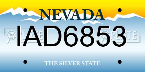 IAD6853 Nevada License Plate
